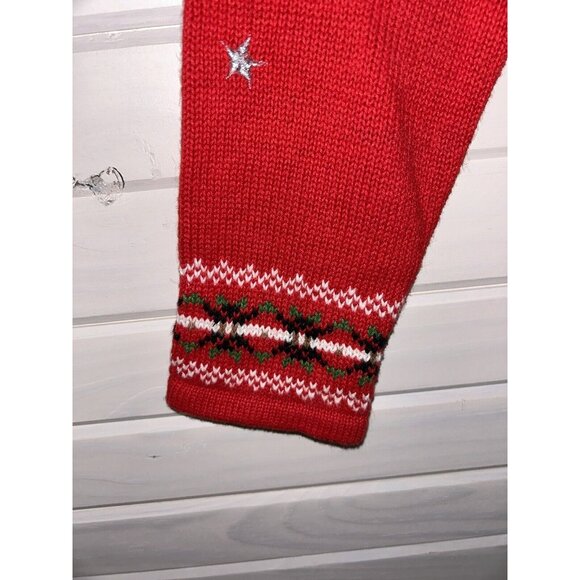 Planet & Company Sz MEDIUM Red Snowman Full Zip Sweater Plaid Collar EUC - Picture 5 of 10